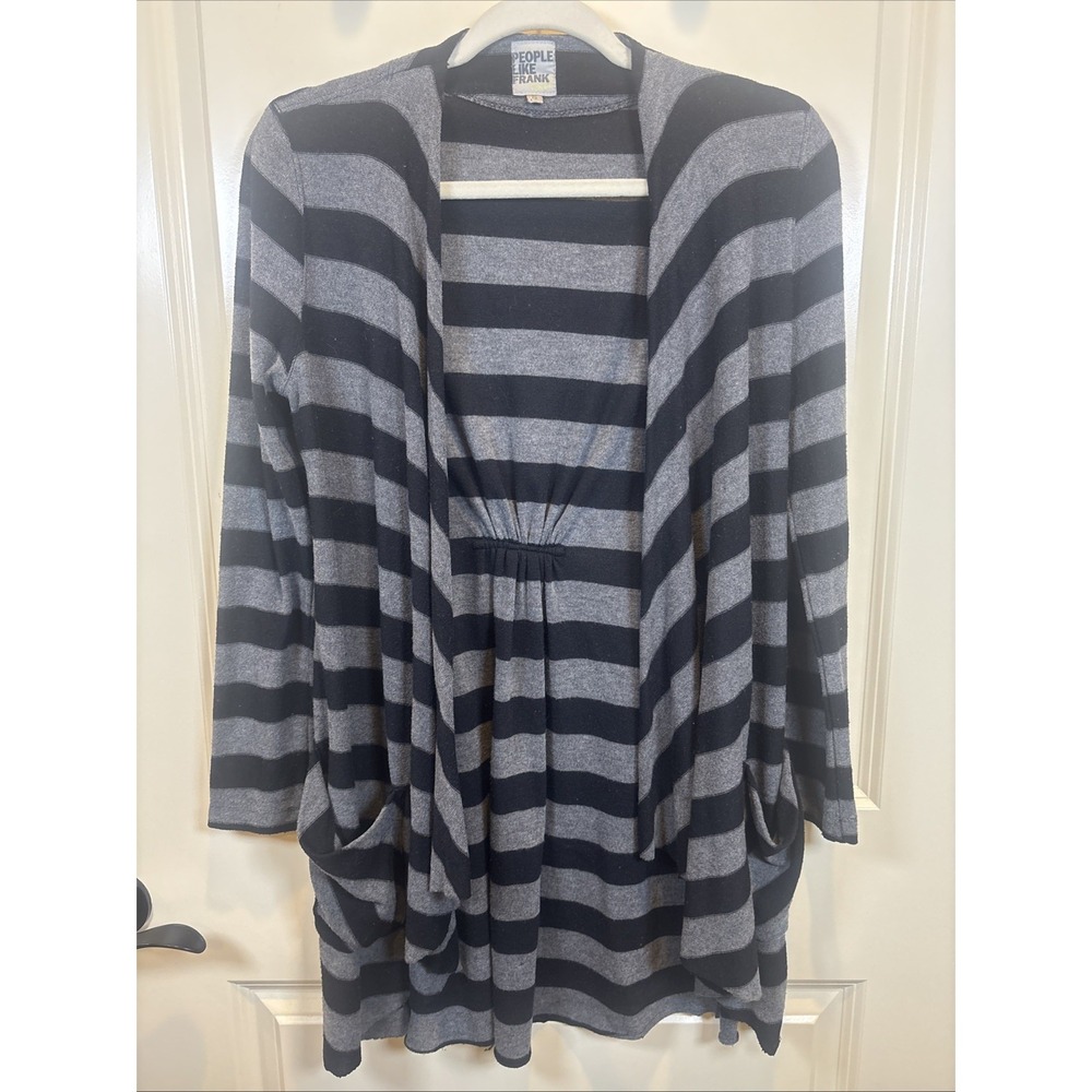 People Like Frank Limited Anthropologie Small Open Knit Cardigan Navy Gray Y2K